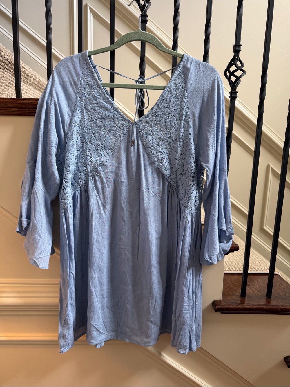 Umgee Medium Bell Sleeve Blue chambray top